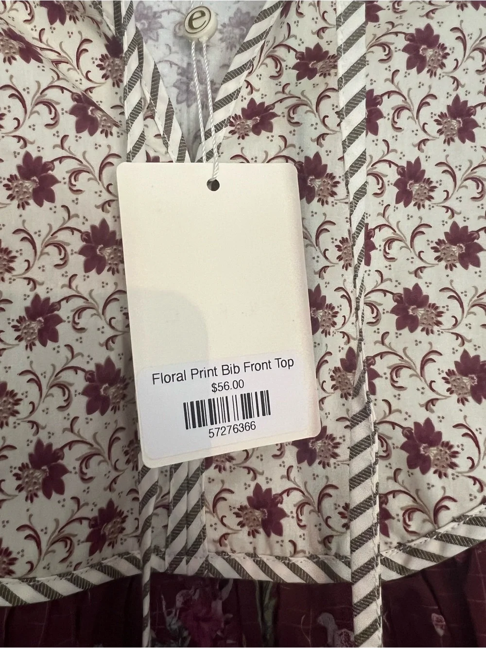 Entro burgundy blouse Floral Print Bib Front Top